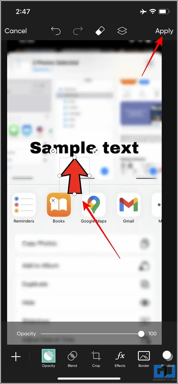 Add Blur Text and Arrows to screenshots