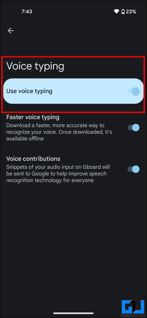 Assistant Voice Typing greyed out