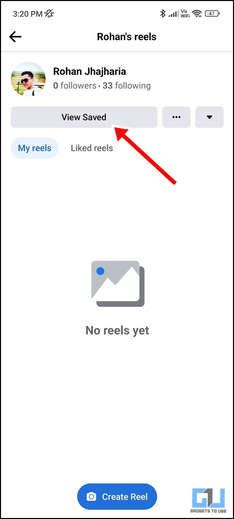 see saved and liked reels