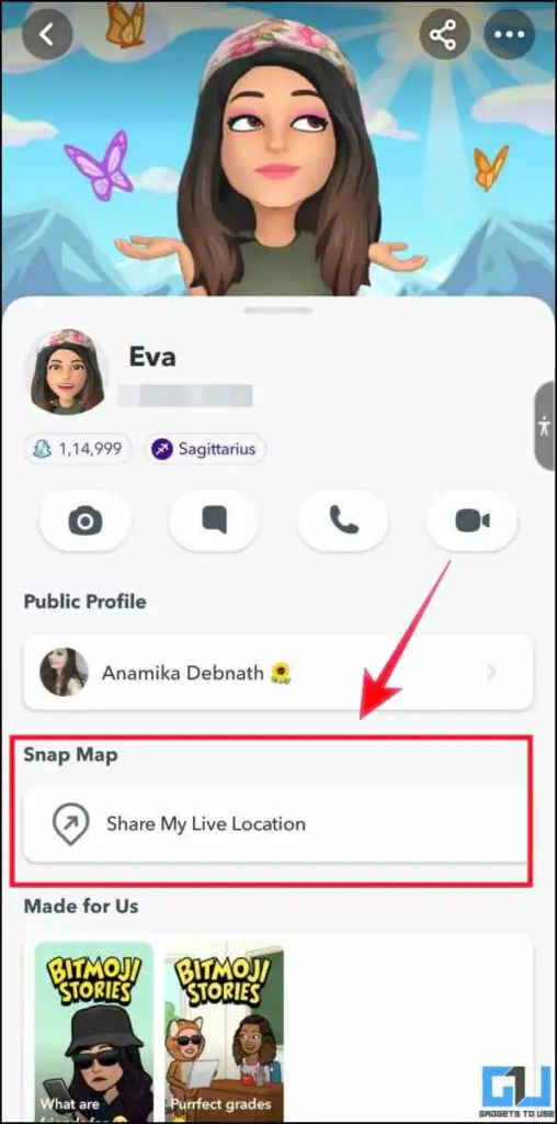 Share live location on Snapchat