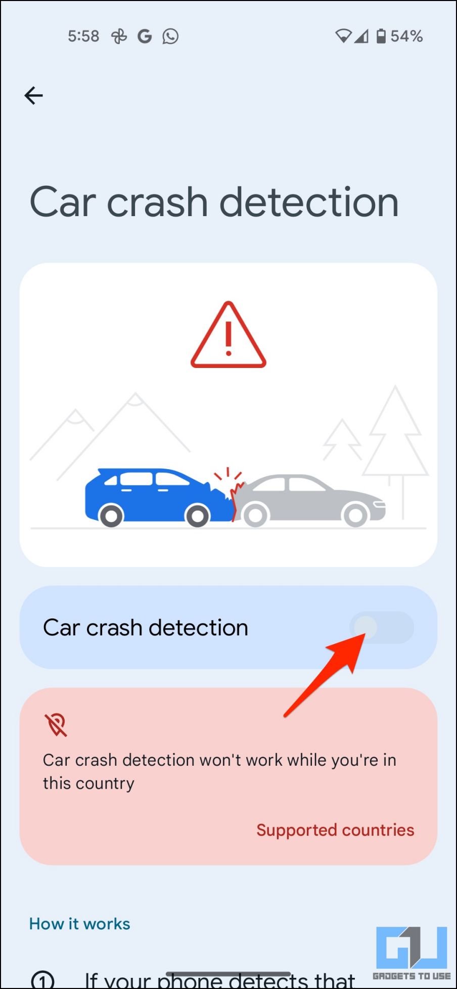 Enable Pixel Car Crash Detection