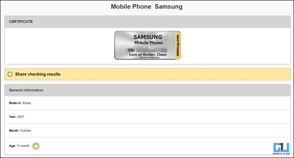 Manufacturing Date of phone