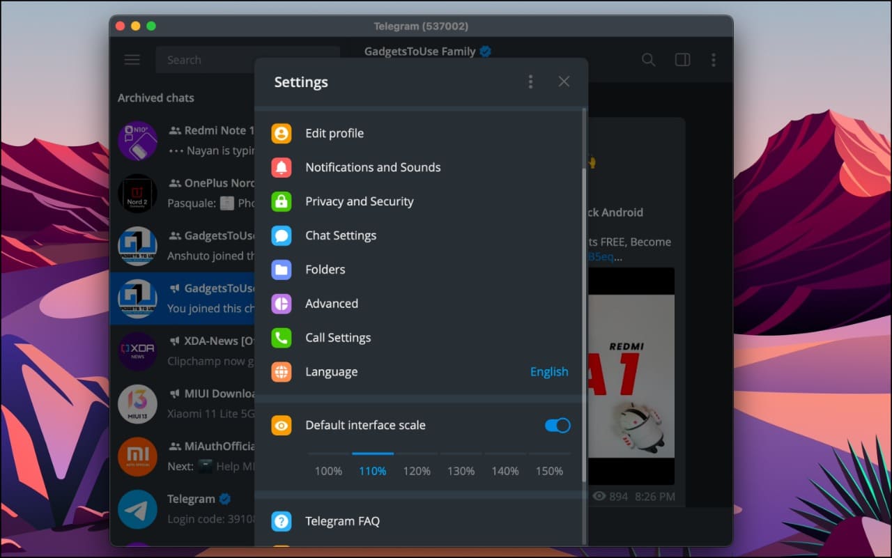 Telegram Lite UI Mac