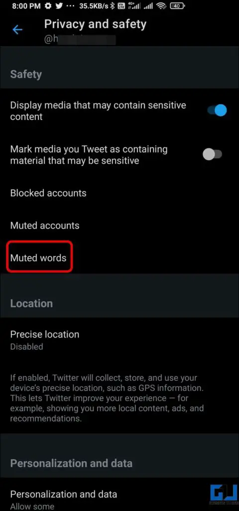 Mute words on mobile to block spam replies to your tweet on Twitter
