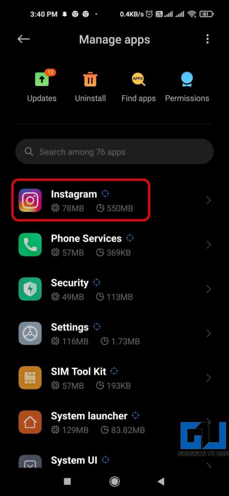 Clear Instagram's Cache to fix Blurry Stories