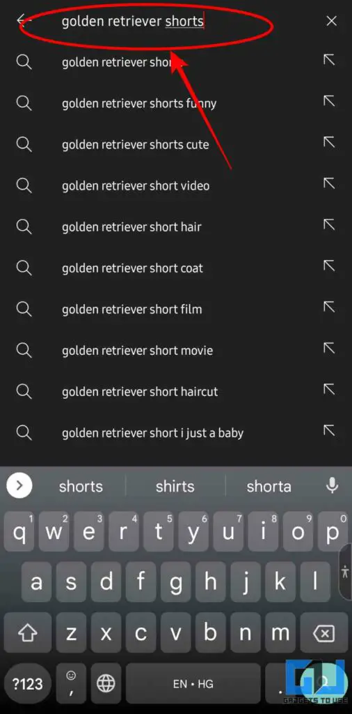 Search YouTube Shorts
