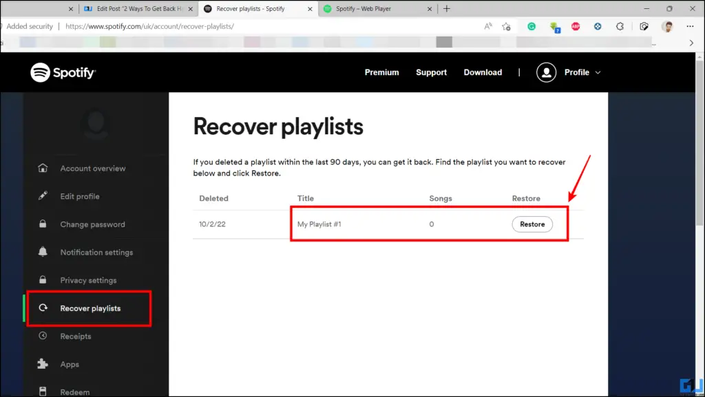 Recover hacked Spotify