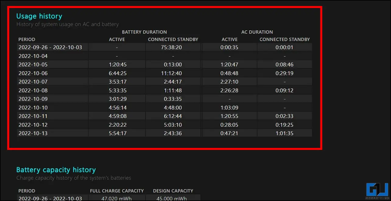 Check Charging History on Windows