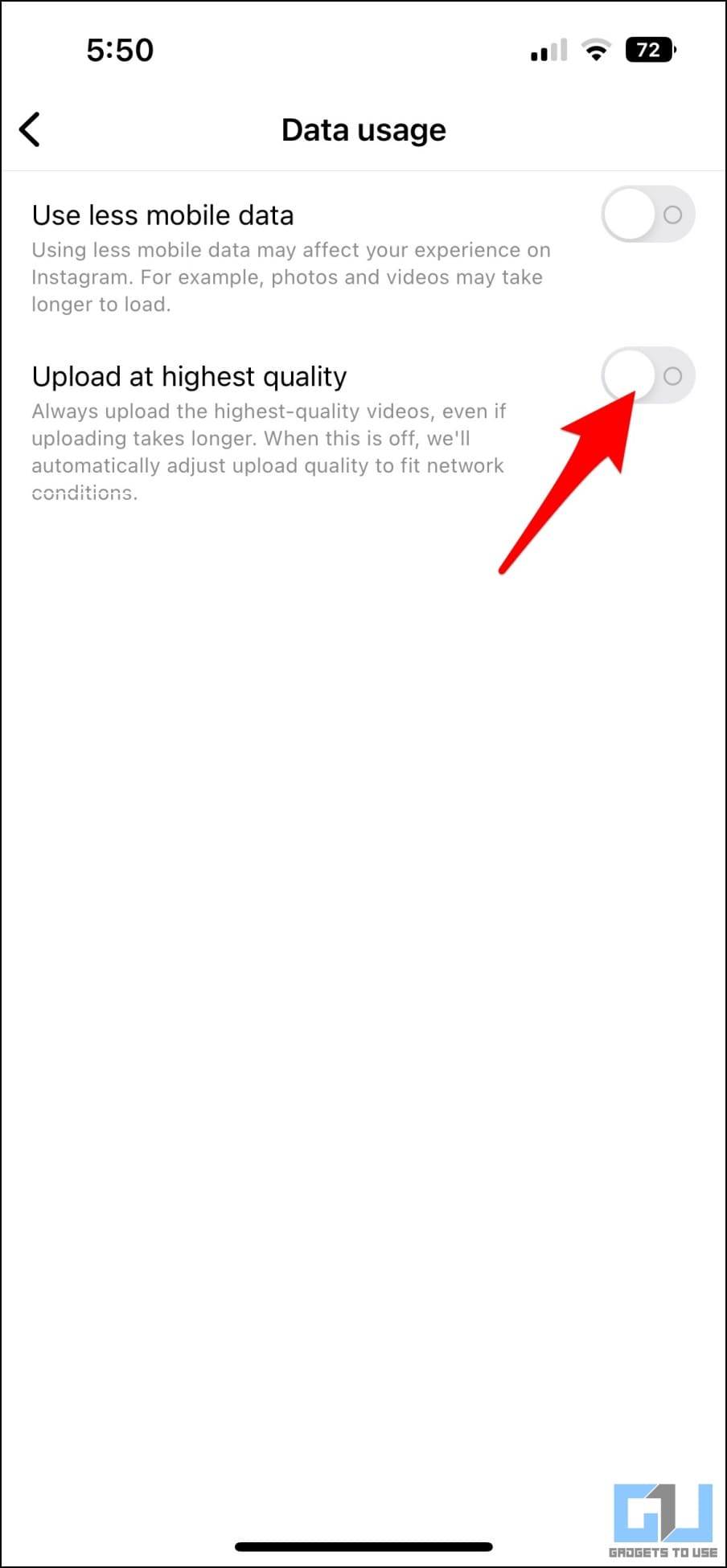 Enable High Quality Uploads in Instagram