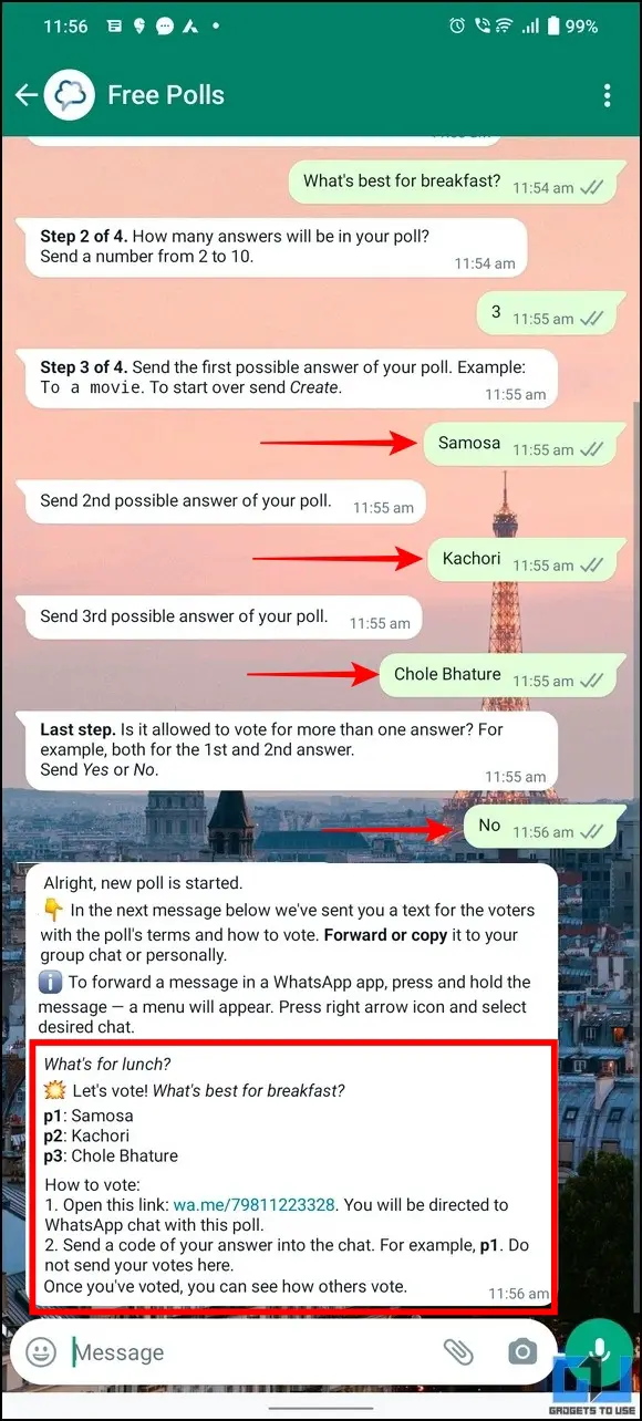 Add Polls in WhatsApp Groups