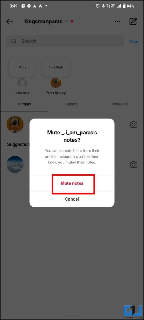 Mute or Turn Off Instagram Notes