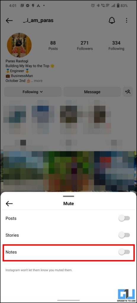 Mute or Turn Off Instagram Notes