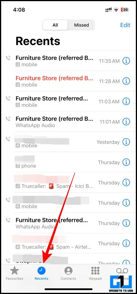 how to stop whatsapp call log on iphone