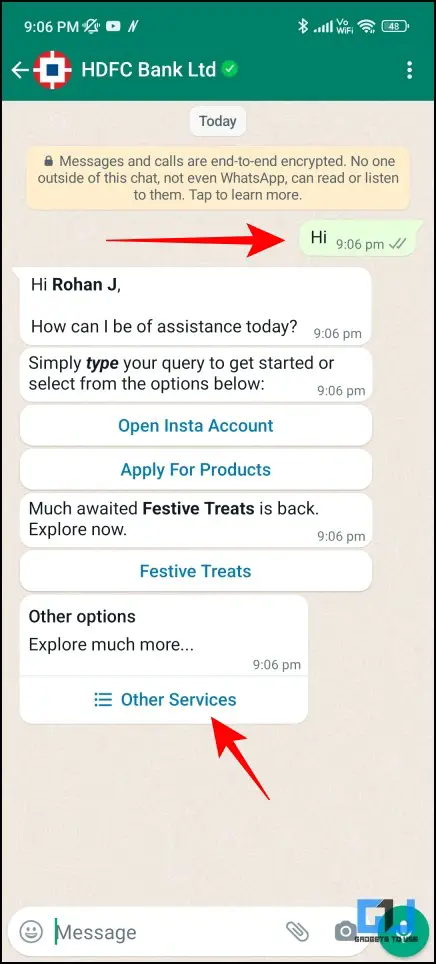 activate HDFC WhatsApp banking
