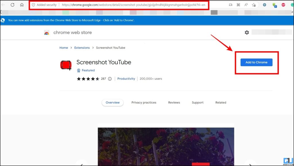 take YouTube video screenshot via extension