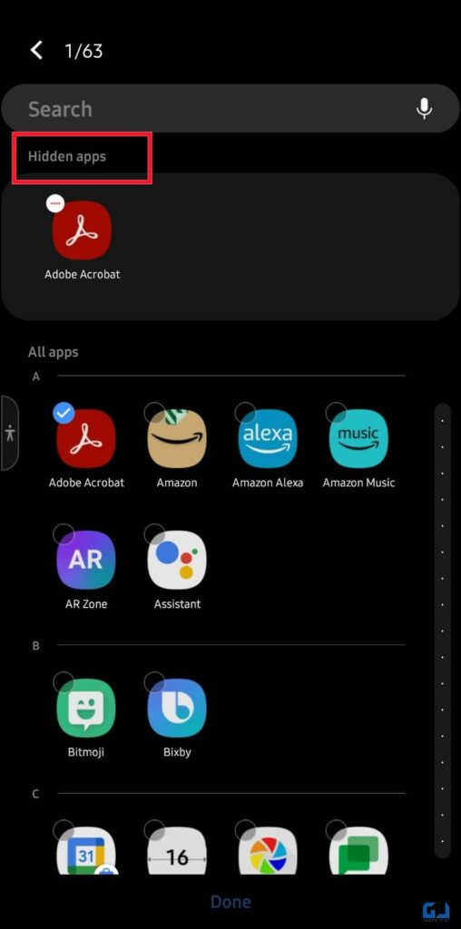 Hide apps on Samsung