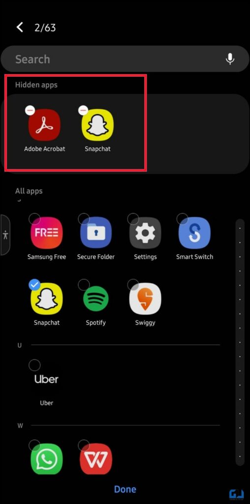 Hide apps on Samsung