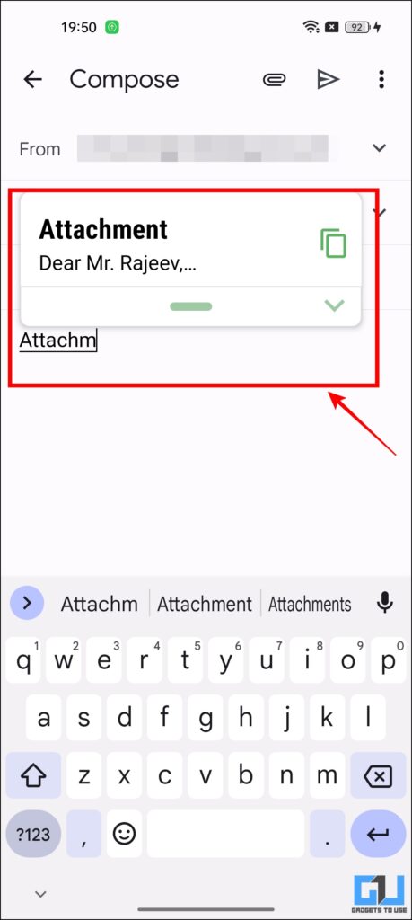 Auto type text on android