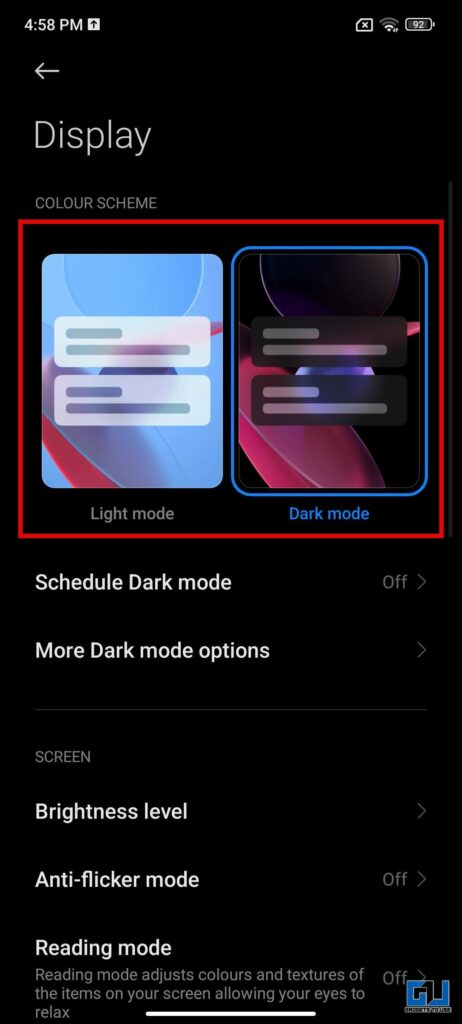 fix dark mode issue Google discover