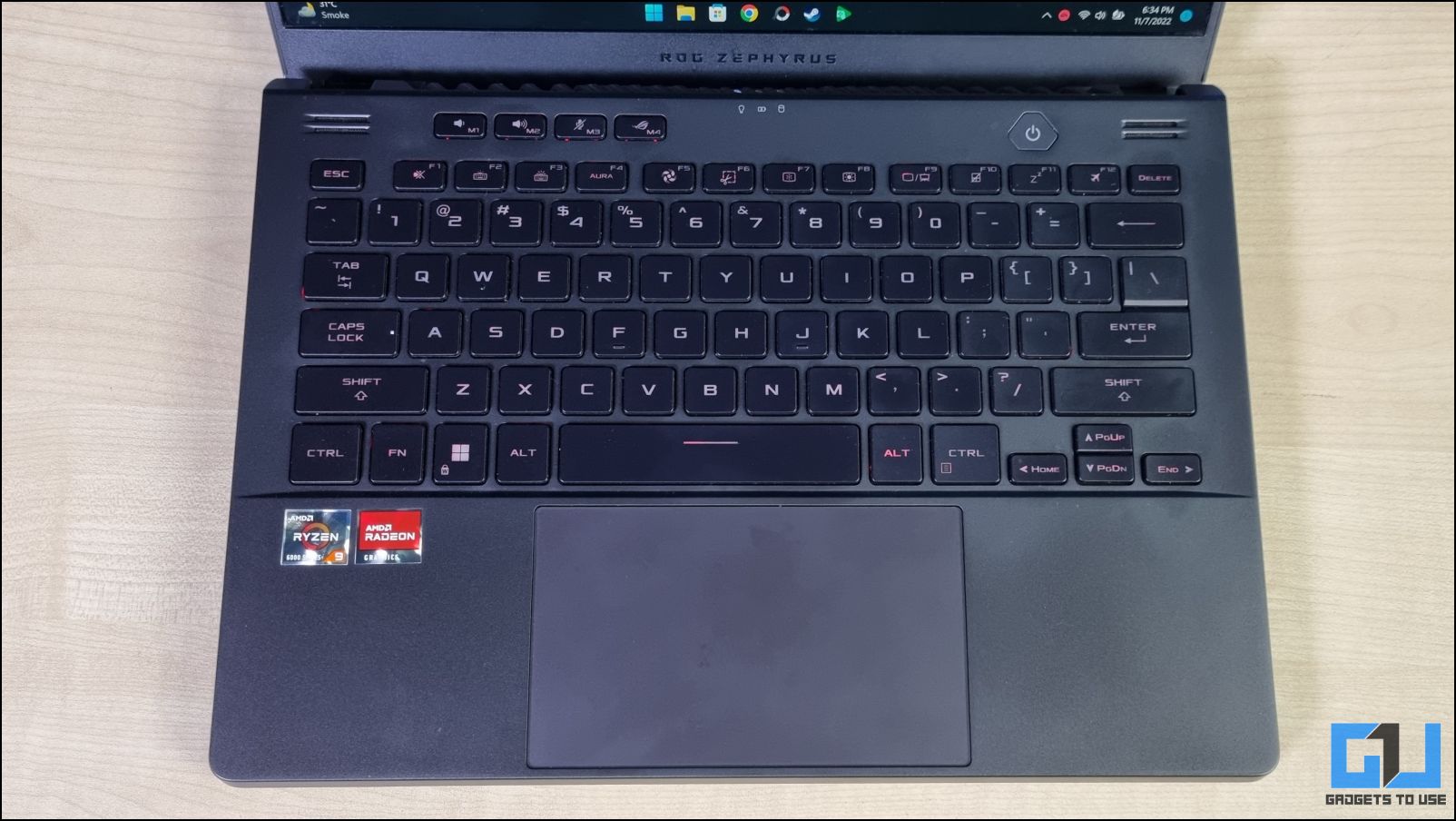 Asus ROG Zephyrus G14 Keyboard and trackpad