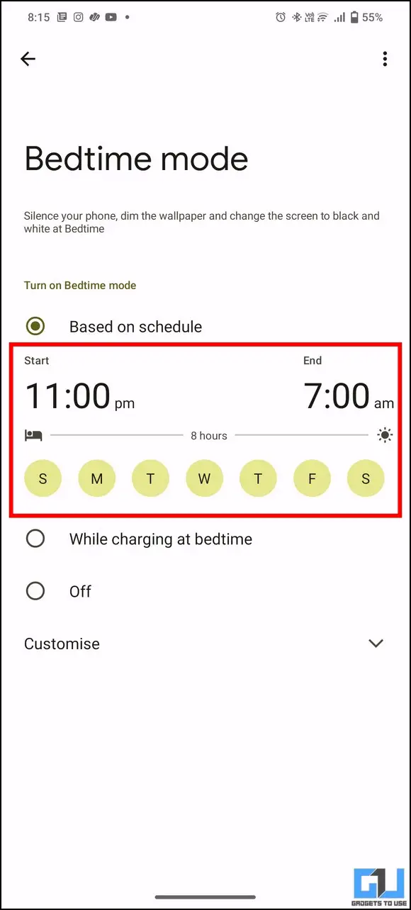 Bedtime Feature on Android