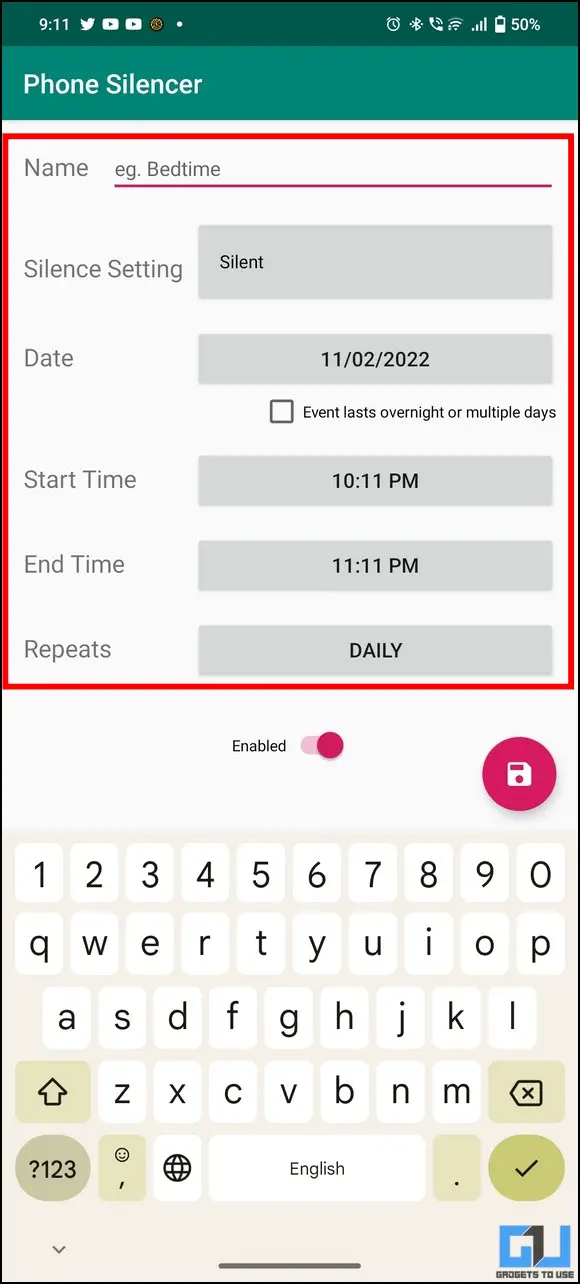 Bedtime Feature on Android