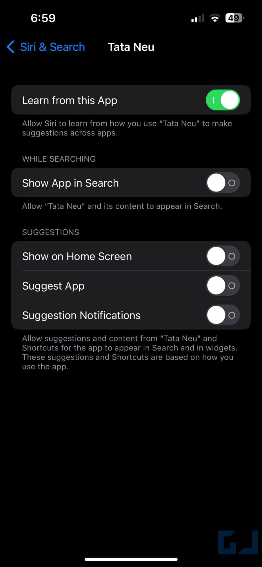 Hide Apps from Siri Search