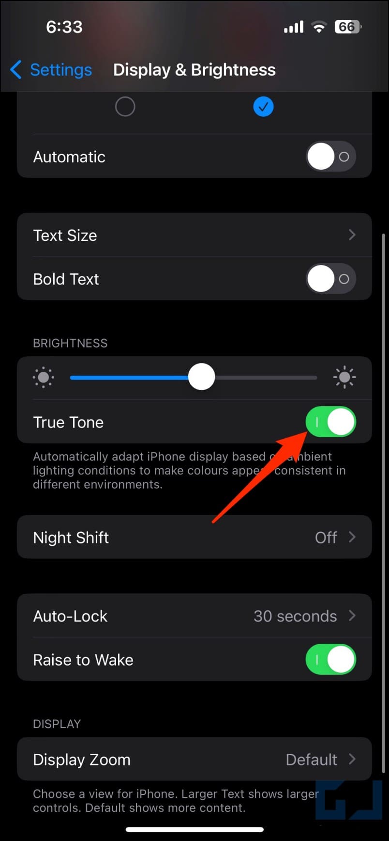 Turn Off TrueTone iPhone