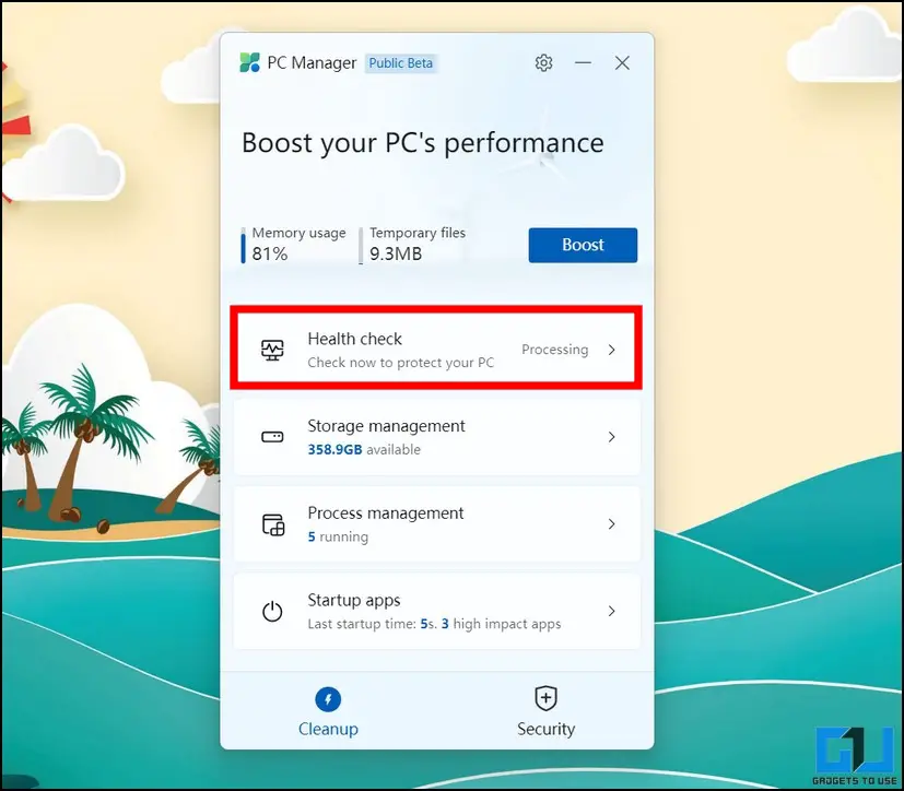 Microsoft PC Manager features