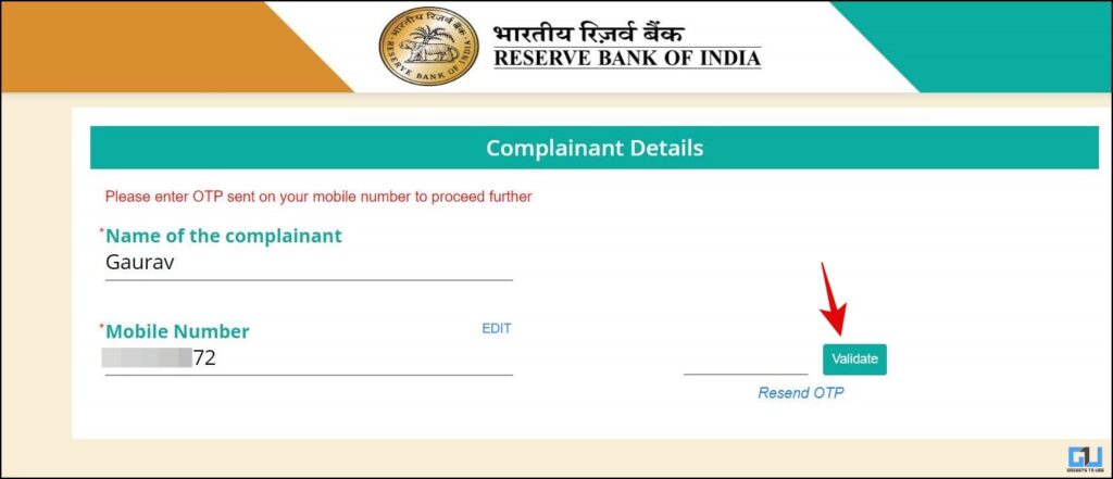 RBI complaint