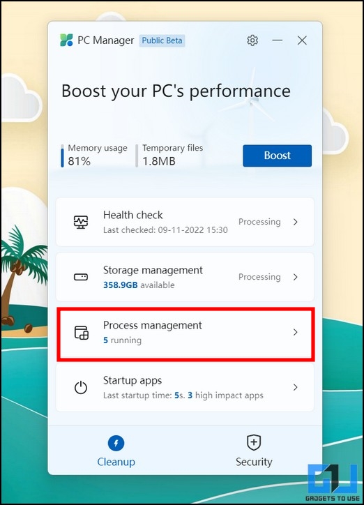 Microsoft PC Manager features
