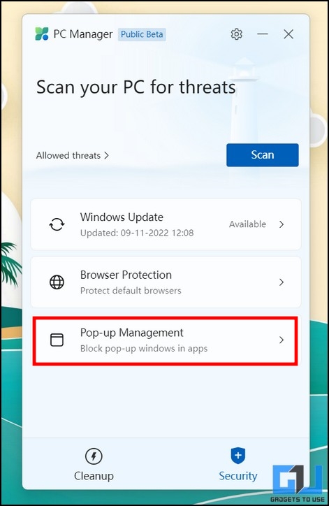 Microsoft PC Manager features