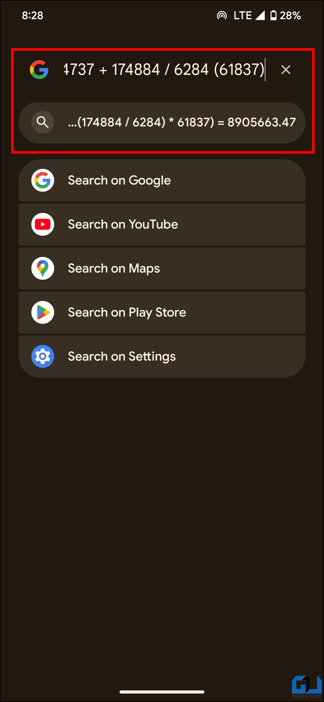 Universal search on Android