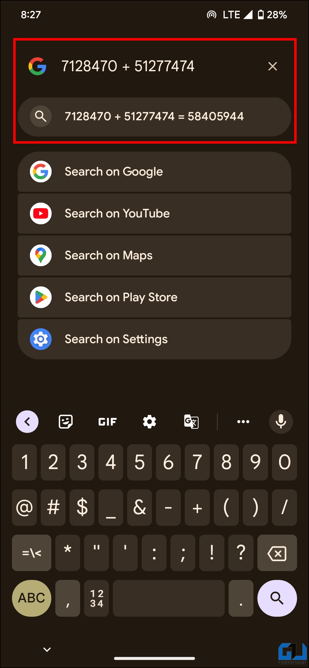 Universal search on Android