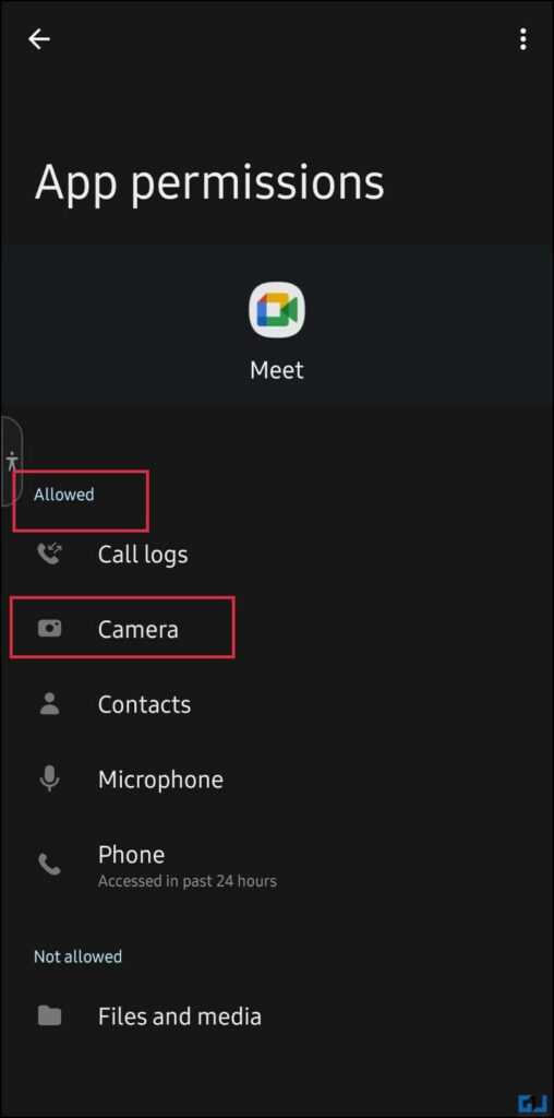 Fix unable to use Google meet camera