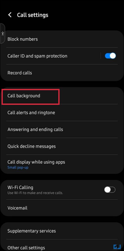 samsung call screen background