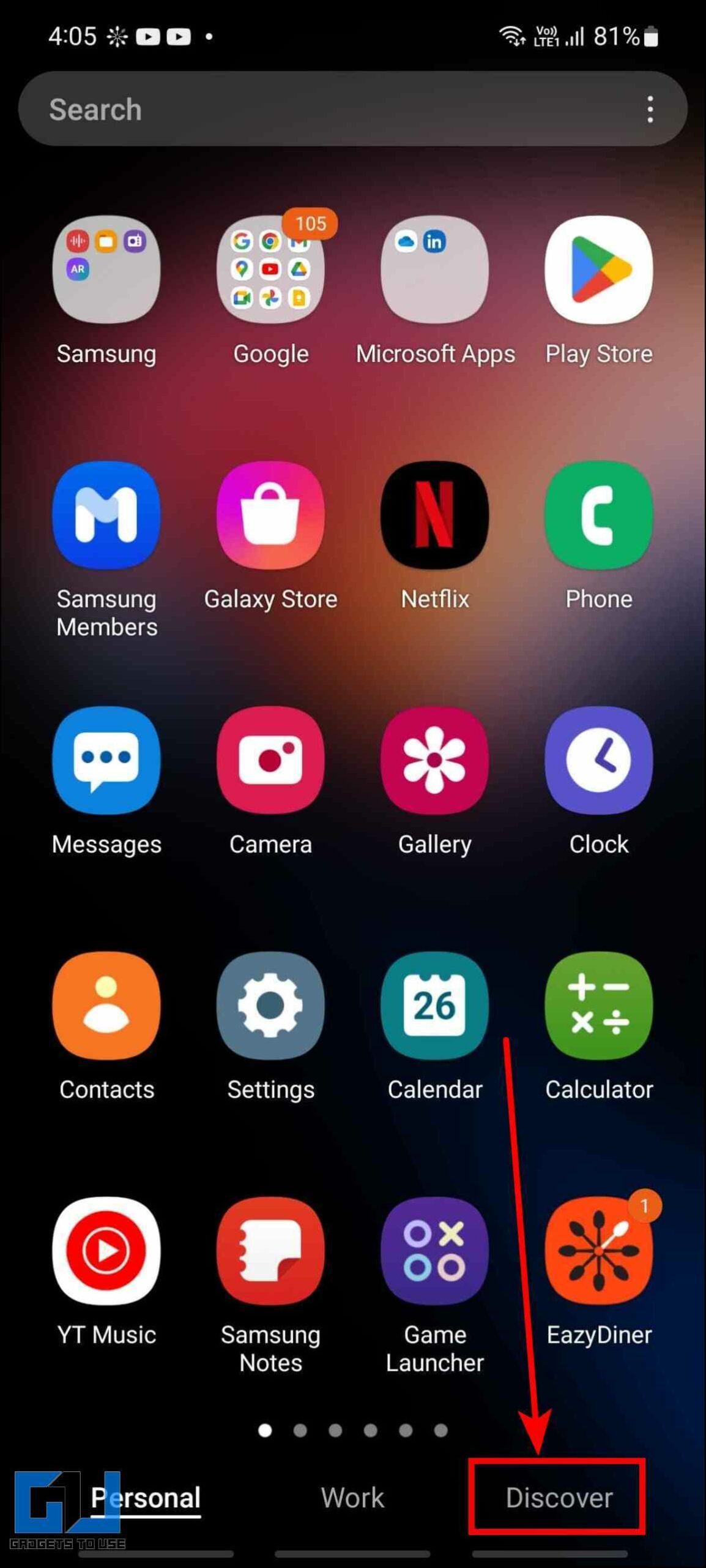 Samsung Phone Discover Tab