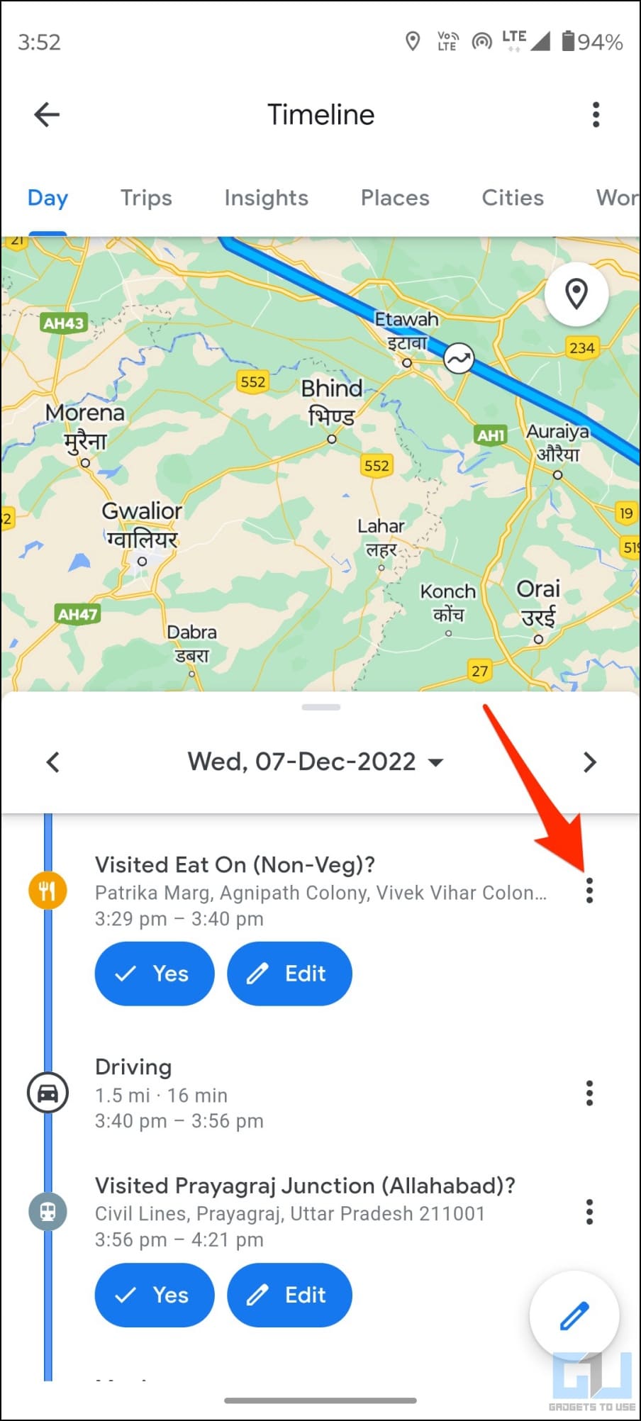 Delete Location from Google Maps Timeline