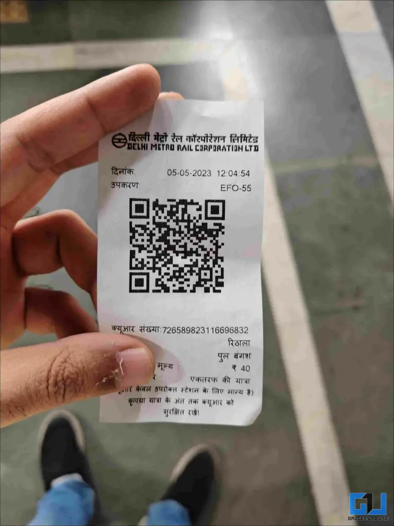 Delhi Metro Paper QR ticket