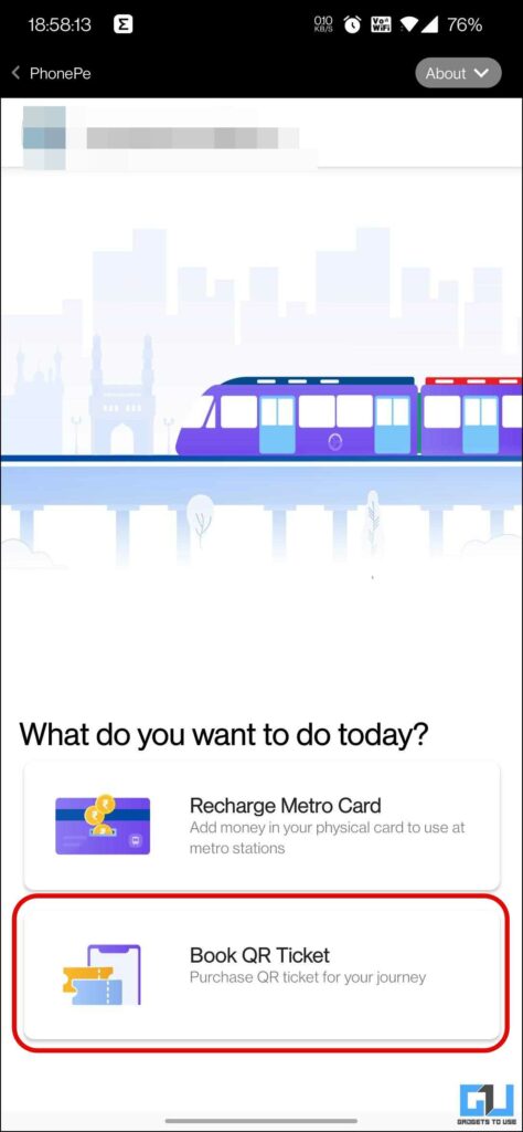 book metro QR code ticket