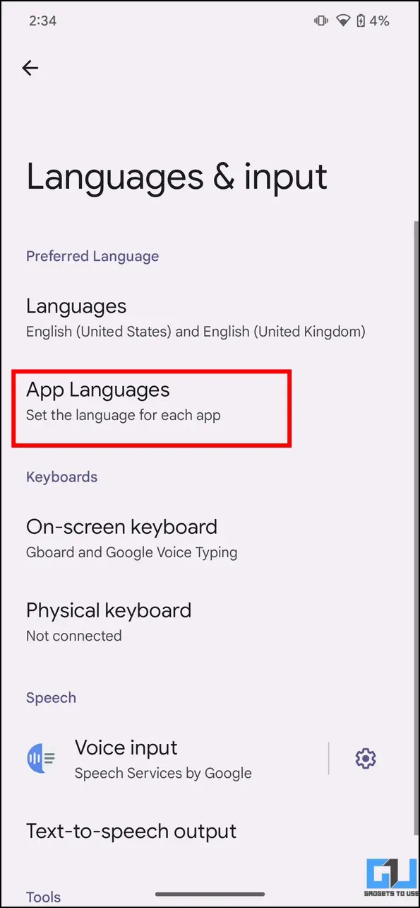 Change Android App Language Pixel