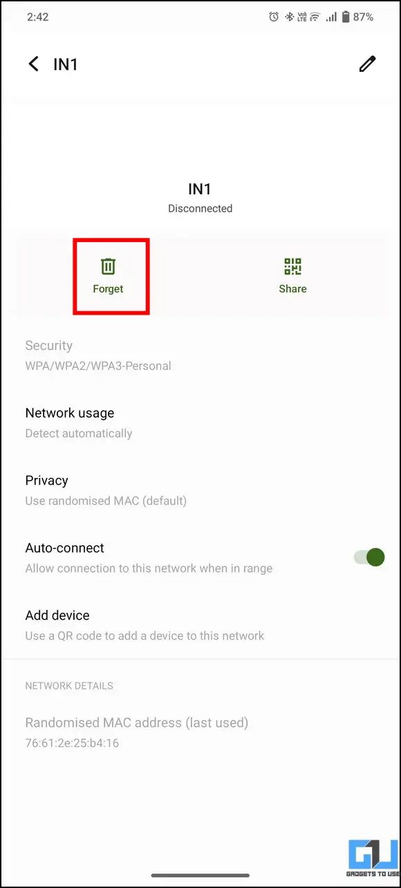 Remove Saved Wi-Fi Network on Android