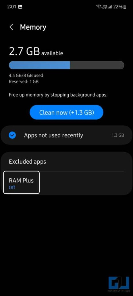 disable RAM Plus in One UI 5