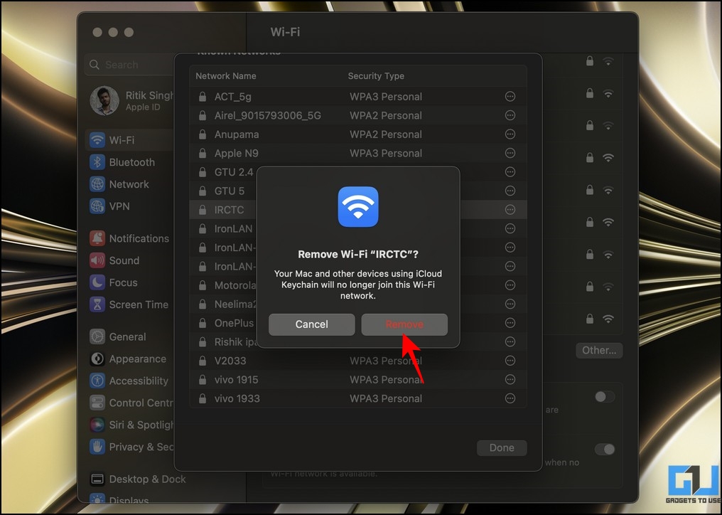 Remove Saved Wi-Fi Networks on Mac