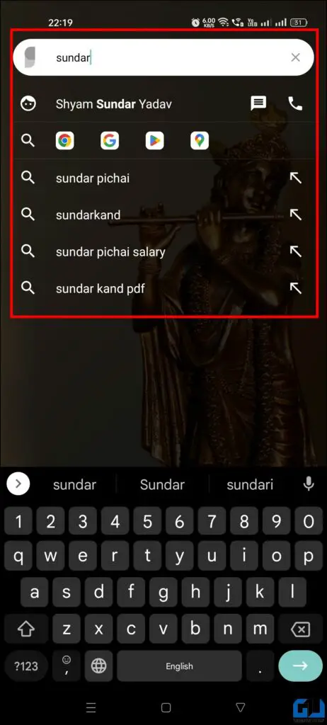 Universal search on Android