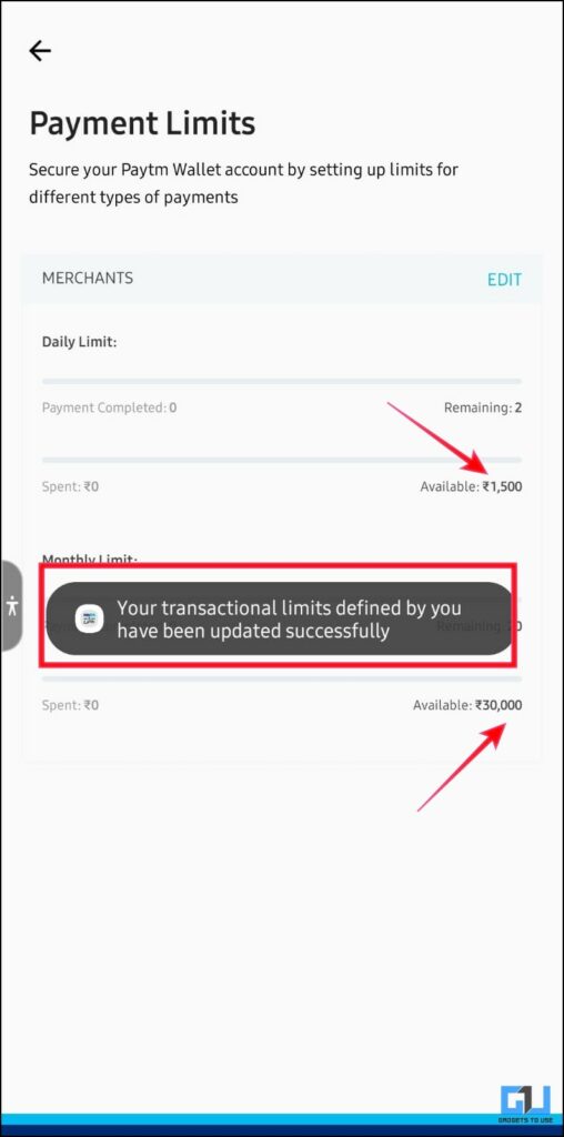 Paytm wallet transactions limit