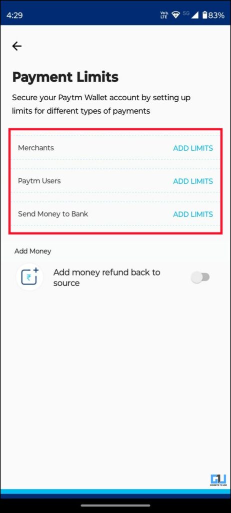 Paytm wallet transactions limit