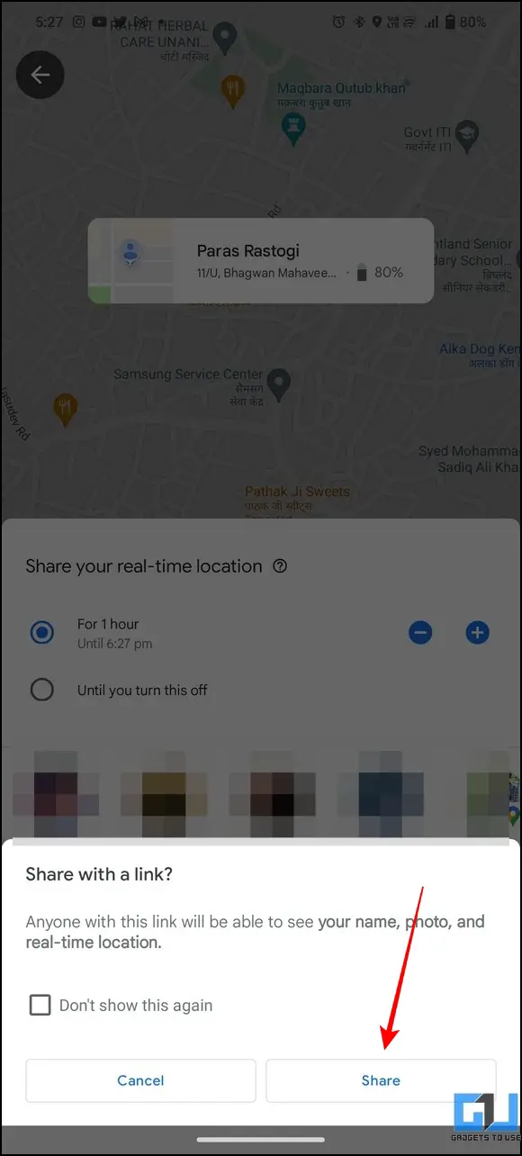 Share Google Maps Location