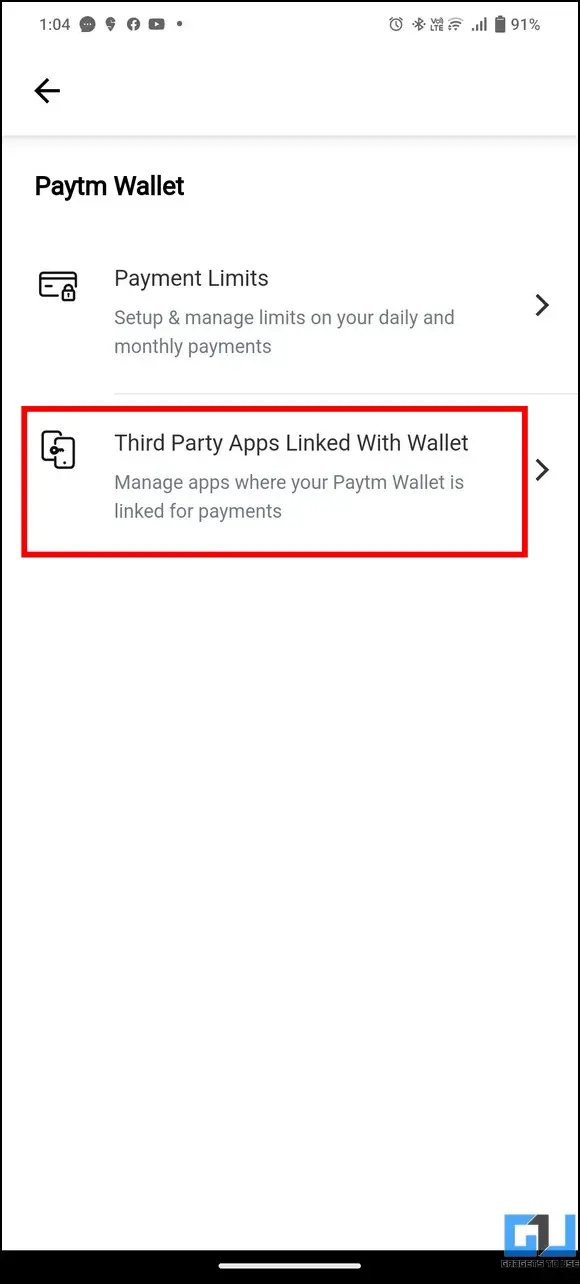 Remove Paytm Third Party App