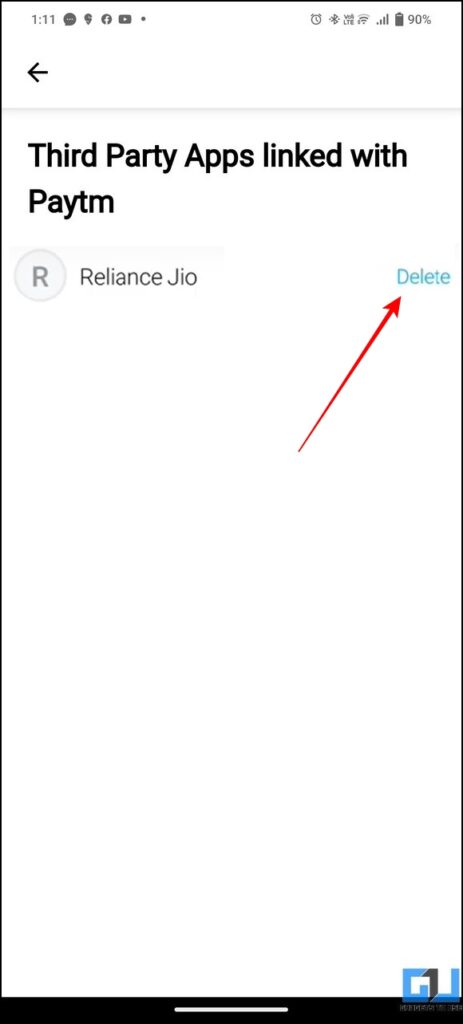 Remove Paytm Third Party App